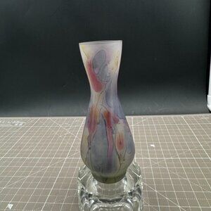 Vintage Handcrafted Satin Glass End of Day Small Bud Vase